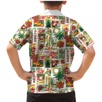 Hawaiian Santa Christmas Pattern Family Matching Mermaid Dress and Hawaiian Shirt White Version LT01 - Polynesian Pride