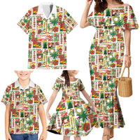 Hawaiian Santa Christmas Pattern Family Matching Mermaid Dress and Hawaiian Shirt White Version LT01 - Polynesian Pride