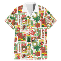 Hawaiian Santa Christmas Pattern Family Matching Mermaid Dress and Hawaiian Shirt White Version LT01 Dad's Shirt - Short Sleeve Red - Polynesian Pride