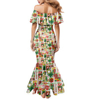 Hawaiian Santa Christmas Pattern Family Matching Mermaid Dress and Hawaiian Shirt White Version LT01 - Polynesian Pride