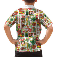 Hawaiian Santa Christmas Pattern Family Matching Off The Shoulder Long Sleeve Dress and Hawaiian Shirt White Version LT01 - Polynesian Pride