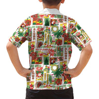 Hawaiian Santa Christmas Pattern Family Matching Short Sleeve Bodycon Dress and Hawaiian Shirt White Version LT01 - Polynesian Pride