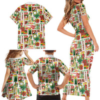 Hawaiian Santa Christmas Pattern Family Matching Short Sleeve Bodycon Dress and Hawaiian Shirt White Version LT01 - Polynesian Pride