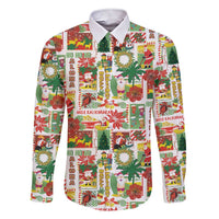 Hawaiian Santa Christmas Pattern Family Matching Short Sleeve Bodycon Dress and Hawaiian Shirt White Version LT01 Dad's Shirt - Long Sleeve Red - Polynesian Pride