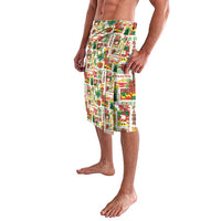 Hawaiian Santa Christmas Pattern Lavalava White Version - Polynesian Pride