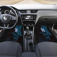 New Zealand Tuatara Plumeria Car Mats Maori Blue Koru Tribal Tattoo LT01 Set 2pcs - Front Blue - Polynesian Pride