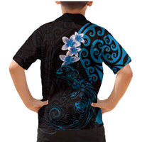 New Zealand Tuatara Plumeria Family Matching Mermaid Dress and Hawaiian Shirt Maori Blue Koru Tribal Tattoo LT01 - Polynesian Pride