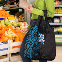 New Zealand Tuatara Plumeria Grocery Bag Maori Blue Koru Tribal Tattoo LT01 - Polynesian Pride