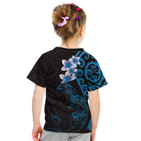 New Zealand Tuatara Plumeria Kid T Shirt Maori Blue Koru Tribal Tattoo LT01 - Polynesian Pride