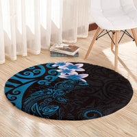 New Zealand Tuatara Plumeria Round Carpet Maori Blue Koru Tribal Tattoo LT01 - Polynesian Pride
