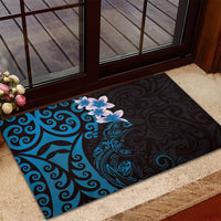 New Zealand Tuatara Plumeria Rubber Doormat Maori Blue Koru Tribal Tattoo LT01 - Polynesian Pride
