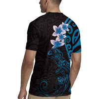 New Zealand Tuatara Plumeria Rugby Jersey Maori Blue Koru Tribal Tattoo LT01 - Polynesian Pride