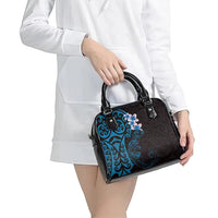 New Zealand Tuatara Plumeria Shoulder Handbag Maori Blue Koru Tribal Tattoo LT01 - Polynesian Pride