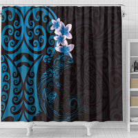 New Zealand Tuatara Plumeria Shower Curtain Maori Blue Koru Tribal Tattoo LT01 - Polynesian Pride