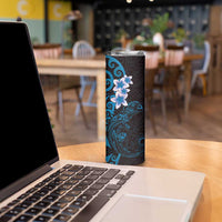 New Zealand Tuatara Plumeria Skinny Tumbler Maori Blue Koru Tribal Tattoo LT01 - Polynesian Pride