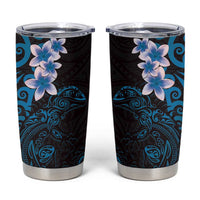 New Zealand Tuatara Plumeria Tumbler Cup Maori Blue Koru Tribal Tattoo LT01 Blue - Polynesian Pride