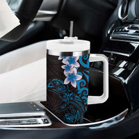 New Zealand Tuatara Plumeria Tumbler With Handle Maori Blue Koru Tribal Tattoo LT01 - Polynesian Pride