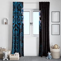 New Zealand Tuatara Plumeria Window Curtain Maori Blue Koru Tribal Tattoo LT01 - Polynesian Pride