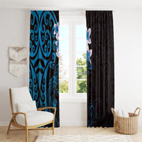 New Zealand Tuatara Plumeria Window Curtain Maori Blue Koru Tribal Tattoo LT01 - Polynesian Pride