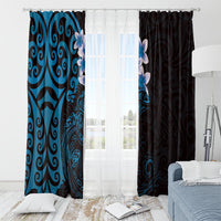 New Zealand Tuatara Plumeria Window Curtain Maori Blue Koru Tribal Tattoo LT01 - Polynesian Pride