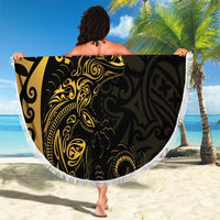New Zealand Tuatara Plumeria Beach Blanket Maori Gold Koru Tribal Tattoo LT01 - Polynesian Pride