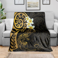 New Zealand Tuatara Plumeria Blanket Maori Gold Koru Tribal Tattoo LT01 - Polynesian Pride
