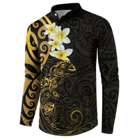 New Zealand Tuatara Plumeria Button Sweatshirt Maori Gold Koru Tribal Tattoo LT01 - Polynesian Pride