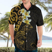 New Zealand Tuatara Plumeria Hawaiian Shirt Maori Gold Koru Tribal Tattoo LT01 - Polynesian Pride