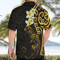 New Zealand Tuatara Plumeria Hawaiian Shirt Maori Gold Koru Tribal Tattoo LT01 - Polynesian Pride
