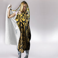 New Zealand Tuatara Plumeria Hooded Blanket Maori Gold Koru Tribal Tattoo LT01 - Polynesian Pride