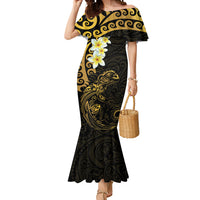 New Zealand Tuatara Plumeria Mermaid Dress Maori Gold Koru Tribal Tattoo LT01 Women Gold - Polynesian Pride