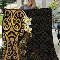 New Zealand Tuatara Plumeria Quilt Maori Gold Koru Tribal Tattoo LT01 Gold - Polynesian Pride