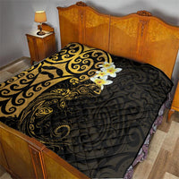 New Zealand Tuatara Plumeria Quilt Maori Gold Koru Tribal Tattoo LT01 - Polynesian Pride