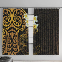 New Zealand Tuatara Plumeria Window Curtain Maori Gold Koru Tribal Tattoo LT01 With Hooks Gold - Polynesian Pride