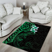 New Zealand Tuatara Plumeria Area Rug Maori Green Koru Tribal Tattoo LT01 - Polynesian Pride