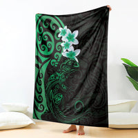 New Zealand Tuatara Plumeria Blanket Maori Green Koru Tribal Tattoo LT01 - Polynesian Pride