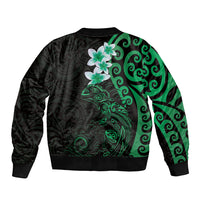 New Zealand Tuatara Plumeria Bomber Jacket Maori Green Koru Tribal Tattoo LT01 - Polynesian Pride