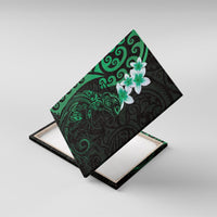 New Zealand Tuatara Plumeria Canvas Wall Art Maori Green Koru Tribal Tattoo LT01 With Frame Green - Polynesian Pride