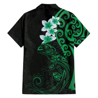 New Zealand Tuatara Plumeria Family Matching Puletasi and Hawaiian Shirt Maori Green Koru Tribal Tattoo LT01 - Polynesian Pride