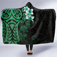 New Zealand Tuatara Plumeria Hooded Blanket Maori Green Koru Tribal Tattoo LT01 - Polynesian Pride