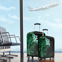 New Zealand Tuatara Plumeria Luggage Cover Maori Green Koru Tribal Tattoo