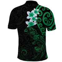 New Zealand Tuatara Plumeria Polo Shirt Maori Green Koru Tribal Tattoo LT01 - Polynesian Pride