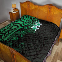 New Zealand Tuatara Plumeria Quilt Maori Green Koru Tribal Tattoo LT01 - Polynesian Pride