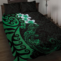 New Zealand Tuatara Plumeria Quilt Bed Set Maori Green Koru Tribal Tattoo LT01 Green - Polynesian Pride