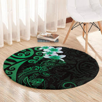 New Zealand Tuatara Plumeria Round Carpet Maori Green Koru Tribal Tattoo LT01 - Polynesian Pride