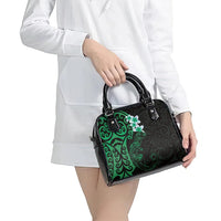 New Zealand Tuatara Plumeria Shoulder Handbag Maori Green Koru Tribal Tattoo LT01 - Polynesian Pride