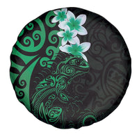 New Zealand Tuatara Plumeria Spare Tire Cover Maori Green Koru Tribal Tattoo LT01 - Polynesian Pride