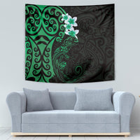 New Zealand Tuatara Plumeria Tapestry Maori Green Koru Tribal Tattoo LT01 - Polynesian Pride