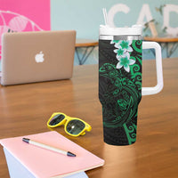 New Zealand Tuatara Plumeria Tumbler With Handle Maori Green Koru Tribal Tattoo LT01 - Polynesian Pride