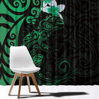 New Zealand Tuatara Plumeria Window Curtain Maori Green Koru Tribal Tattoo LT01 - Polynesian Pride